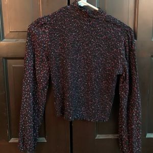 Floral Purple and Black Flowy Turtleneck